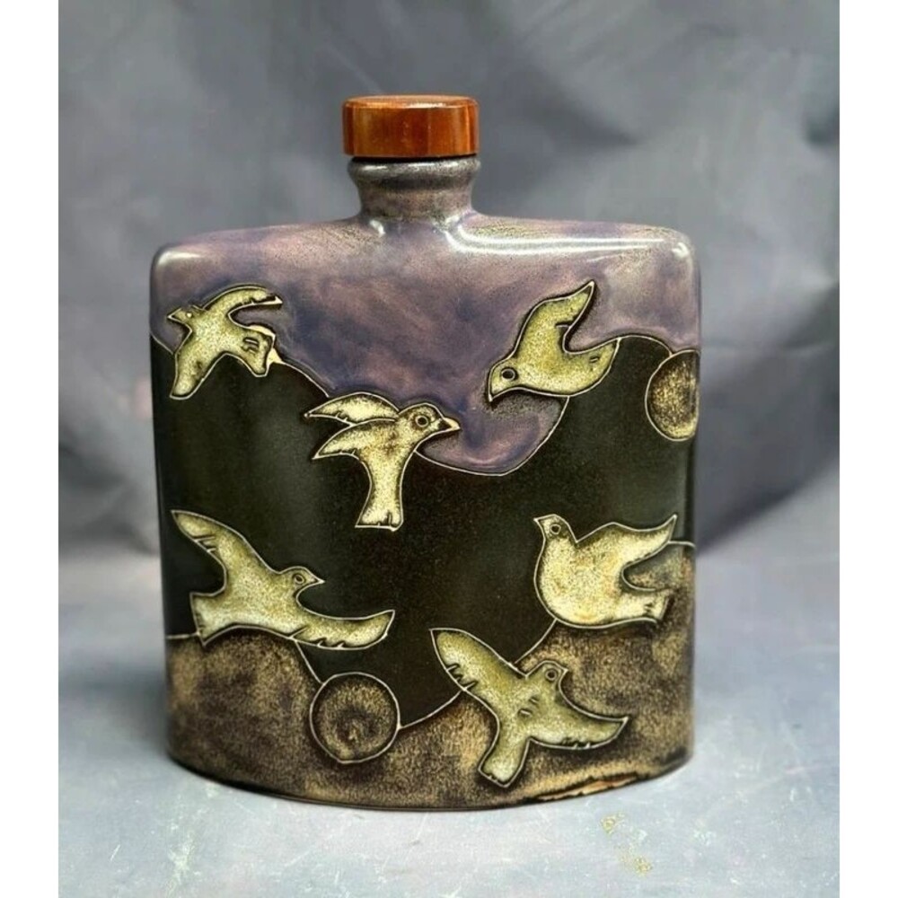 Mara Pottery Doves Bird Decanter Vase Birds Heavy Stoneware Peace Dove